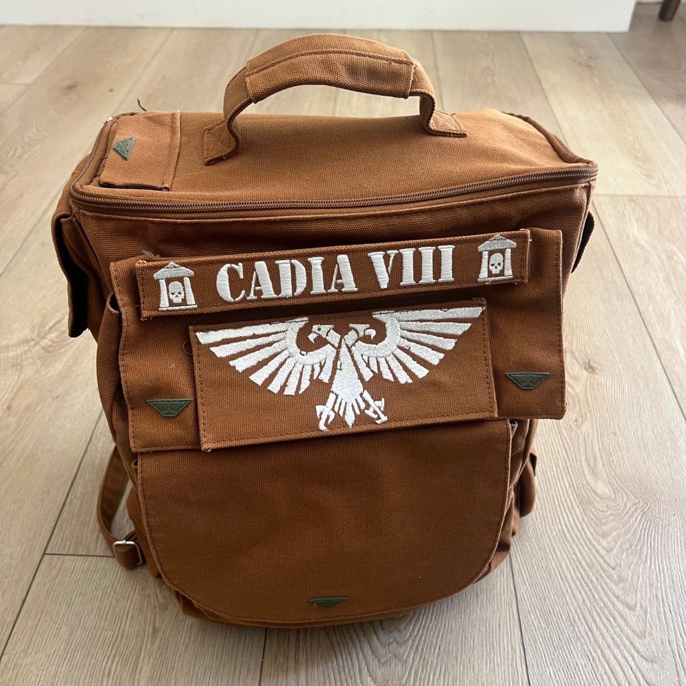 Warhammer 40k Cadia VIII Imperial Guard Canvas Backpack Brown Tactical Rucksack.
